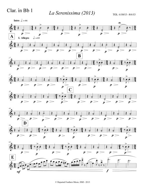 La Serenissima (2013) clarinet in Bb 1 - Thomas Oboe Lee (Clarinet Solo)