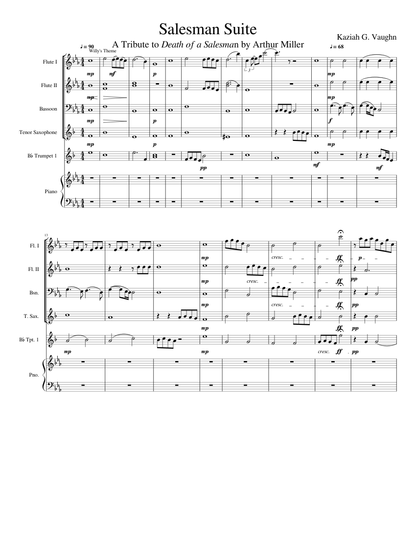 A Salesman's Suite Sheet music for Piano, Flute, Oboe, Bassoon & more