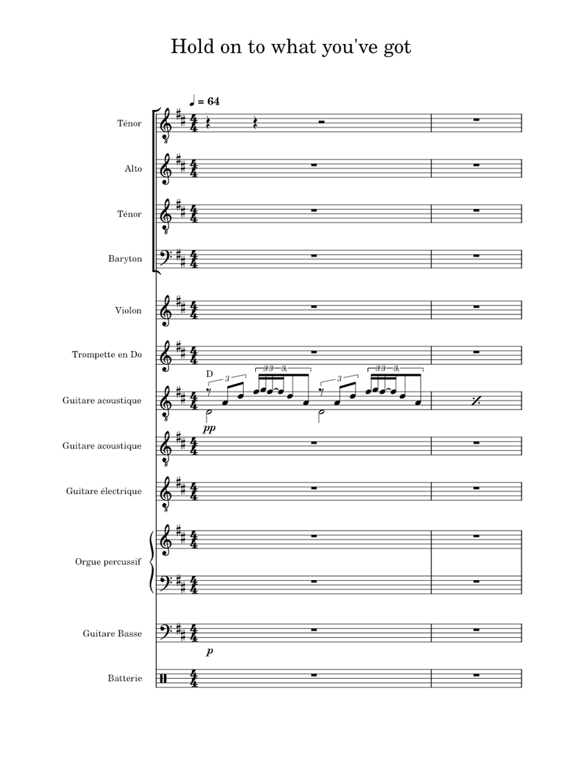 Hold on to what you've got Sheet music for Alto, Tenor, Organ, Baritone