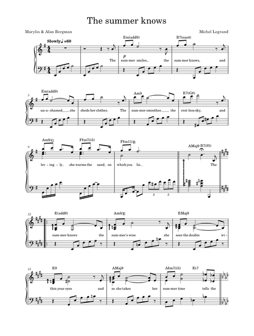 The summer knows – Michel Legrand