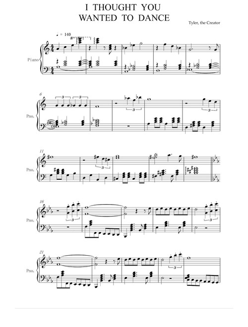 I Thought You Wanted To Dance (Arr. tyler the creator) (Piano Solo)