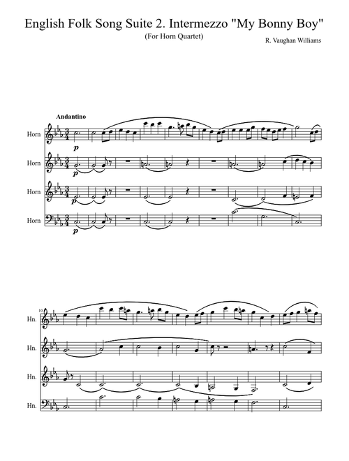 English Folk Song Suite 2. Intermezzo "My Bonny Boy"
