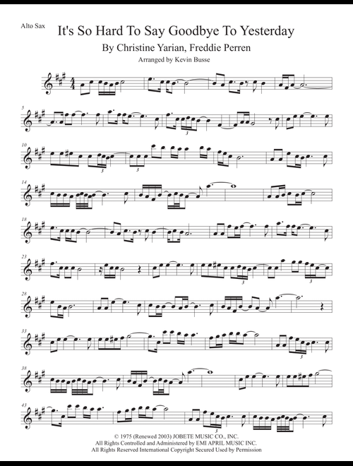 It's So Hard To Say Goodbye To Yesterday (Arr. Kevin Busse) - Boyz Ii Men (Alto Sax Solo)