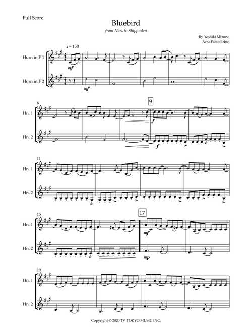 Ikimono Gakari's Blue Bird (Arr. Fabio Britto) - Yoshiki Mizuno (French Horn Duet)