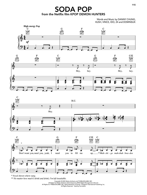 Soda Pop (from KPop Demon Hunters) - Saja Boys (Piano-Vocal-Guitar)