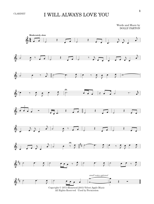 I Will Always Love You - Whitney Houston, Dolly Parton (Clarinet Solo)
