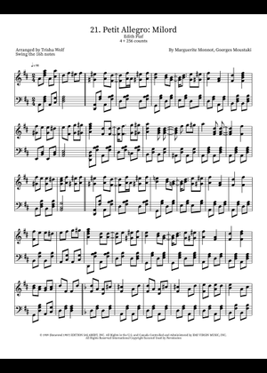 Play Official version of Milord Sheet Music by Édith Piaf for Piano ...