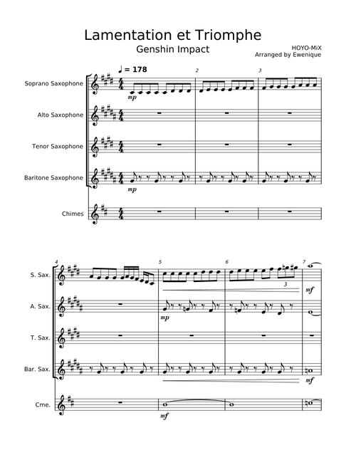 Lamentation et Triomphe - for Sax Quartet+