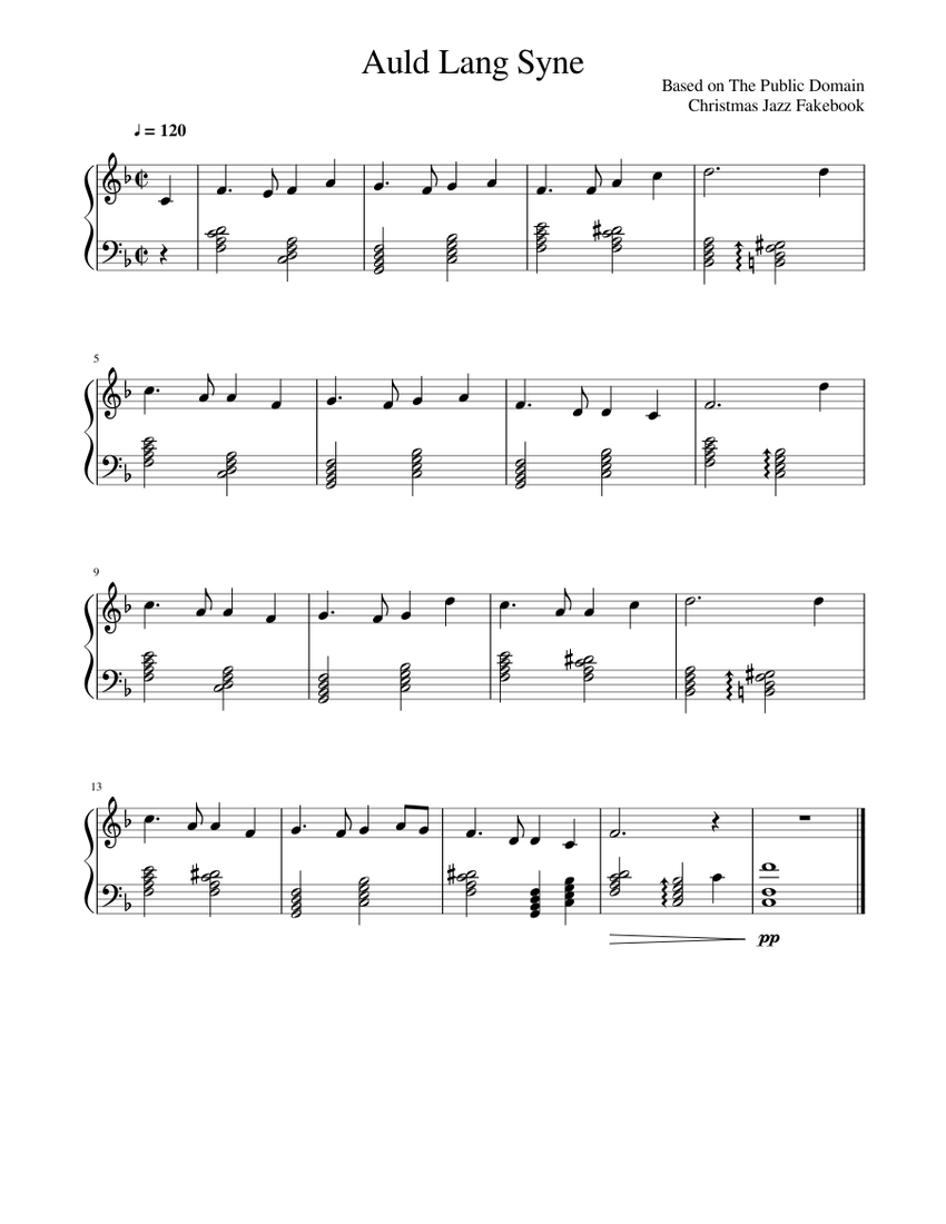 Auld Lang Syne Sheet Music for Piano (Solo) easy | MuseScore.com