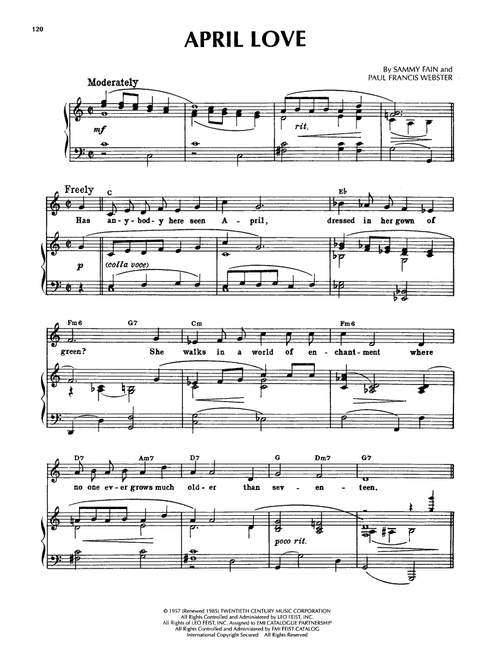 April Love - Pat Boone (Piano-Vocal-Guitar)
