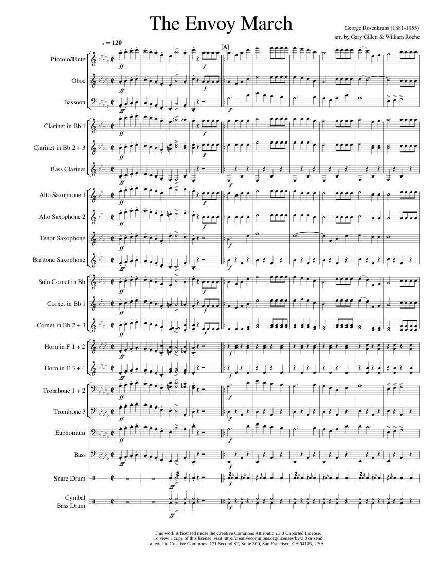 The Envoy March Sheet Music for Cornet, Euphonium, Tuba, Trombone tenor ...
