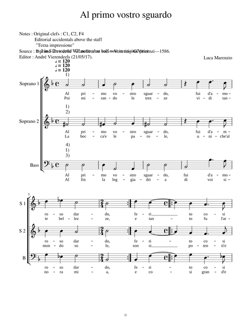 Al primo vostro sguardo - Luca Marenzio