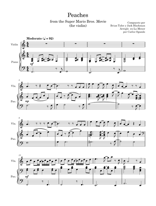 Peaches (from Super Mario Bros Movie) (for violin) - Brian Tyler, Jack Blackman