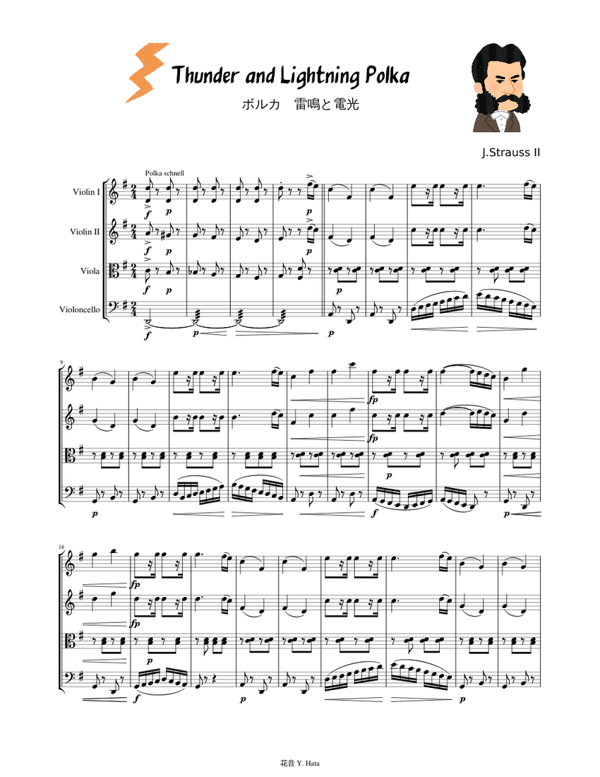Thunder and Lightning J. Strauss 雷鳴と電光 Sheet music for