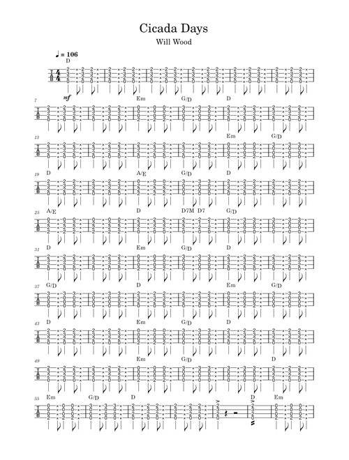 Cicada Days – Will Wood and the Tapeworms - (Baritone Ukelele)