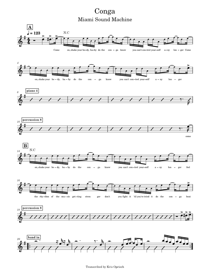 Conga Gloria Estefan Conga Sheet music for Piano (Solo)