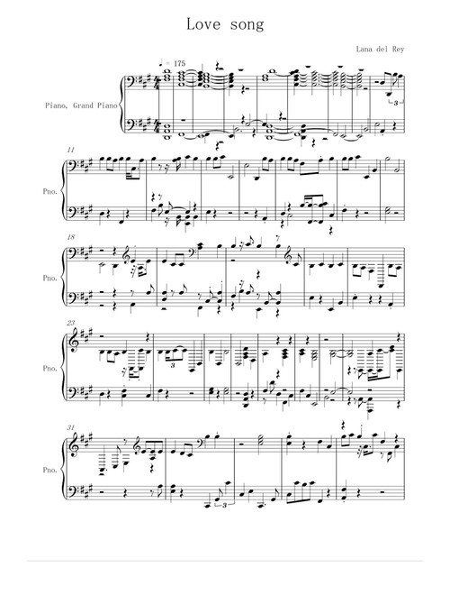 Love Song (Arr. Lana Del Rey) (Piano Solo)