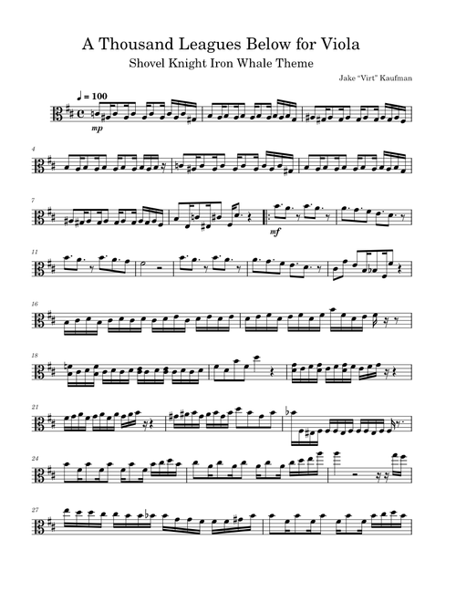 A Thousand Leagues Below – Jake Kaufman Jake Kaufman - A Thousand Leagues Below (Viola solo)