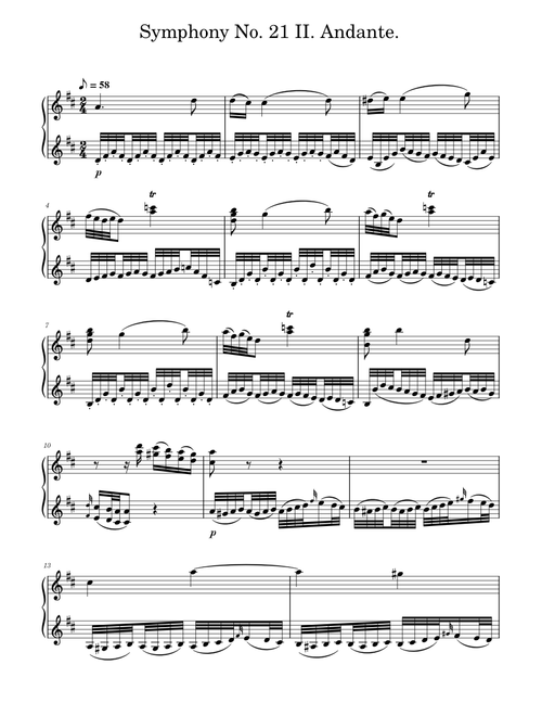 Mozart - Symphony No. 21 II. Andante