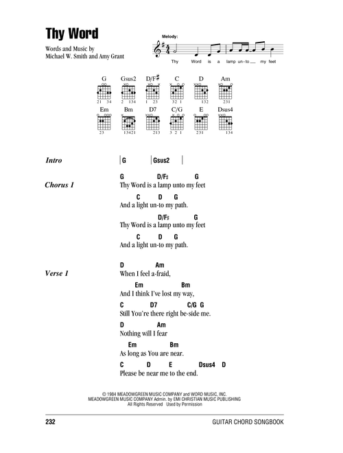 Thy Word - Amy Grant, Ginny Owens, Michael W Smith (Guitar Chords-Lyrics)