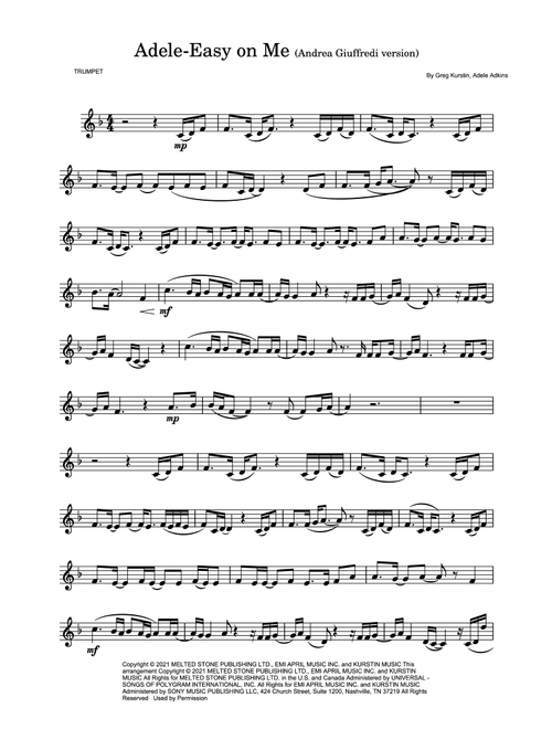 Easy On Me (Arr. RONNY EMERSON VASQUEZ BARRIENTOS) - Adele (Trumpet Solo)