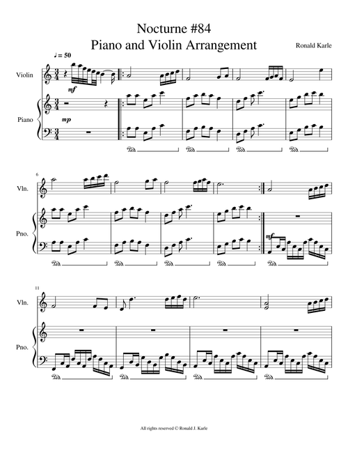 Nocturne #84 Piano and Violin Arrangement