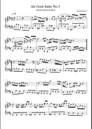 J.S. Bach, Orchestra Suite 3 (BWV 1068) - Air Sheet Music for