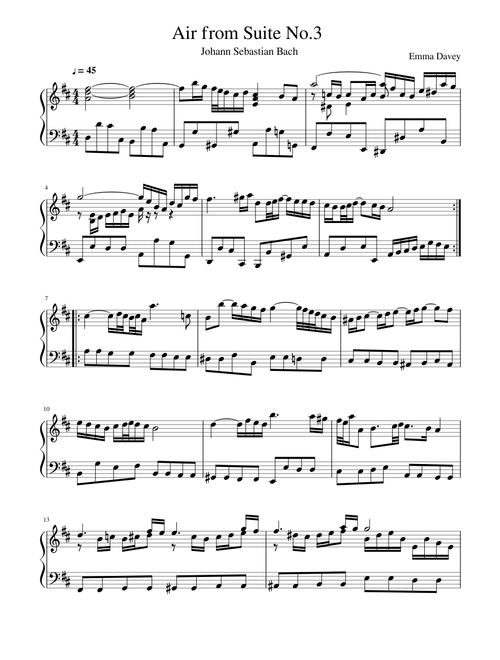 Air on the G String - Bach (Piano Solo)