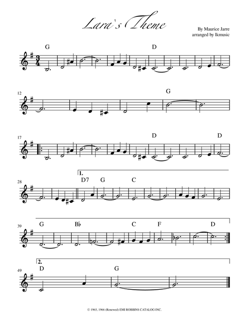 Lara's Theme (Arr. Lkmusic) - Maurice Jarre (Violin Solo)
