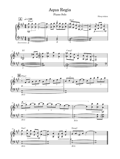 Aqua Regia – Sleep Token (Piano Solo)