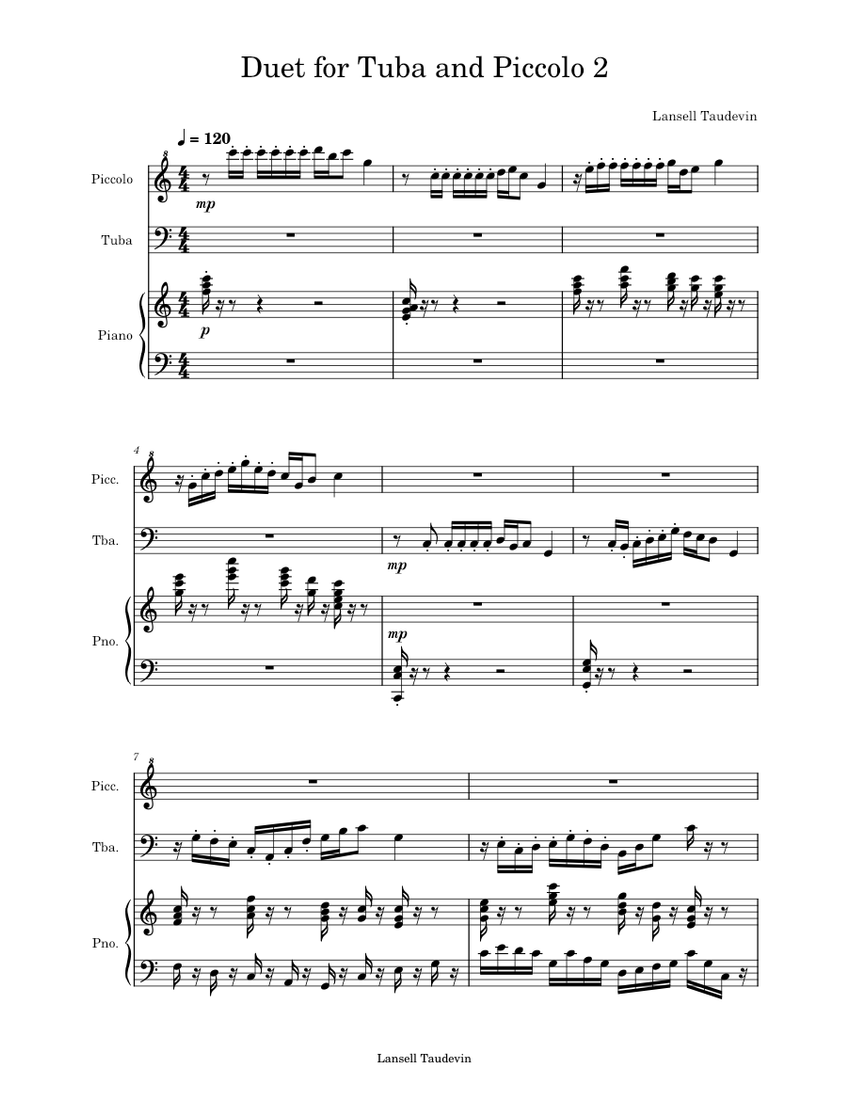 _Duet_for_Tuba_and_Piccolo_2 Sheet music for Piano, Tuba, Flute piccolo