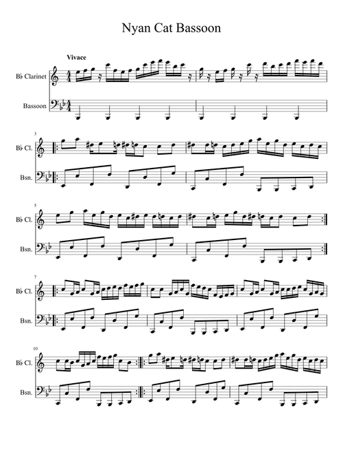 Nyan Cat Basson + Clarinet (Bb)