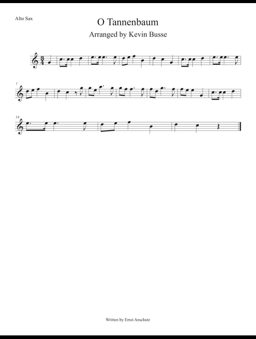 O Tannenbaum (Easy key of C) Alto Sax (Arr. Kevin Busse) (Alto Sax Solo)