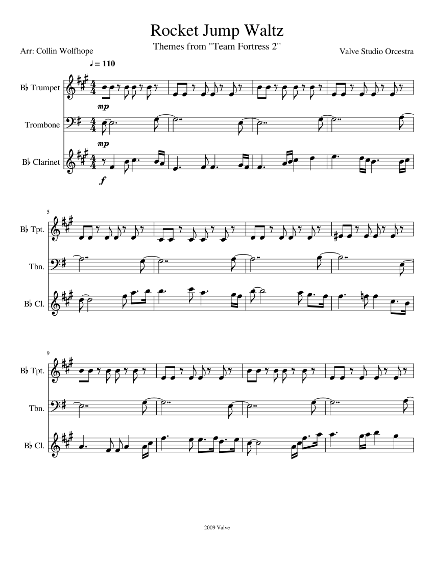 The Rocket Jump Waltz Tripet Sheet music for Trombone, Clarinet in b-flat,  Trumpet in b-flat (Mixed Trio) 