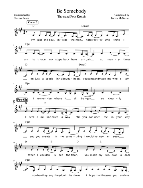 Be Somebody - Thousand Foot Krutch (Lead)