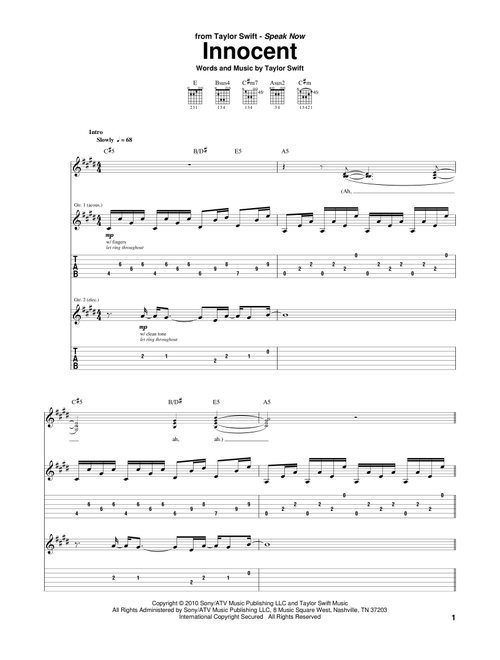 Innocent - Taylor Swift (Guitar Tab)
