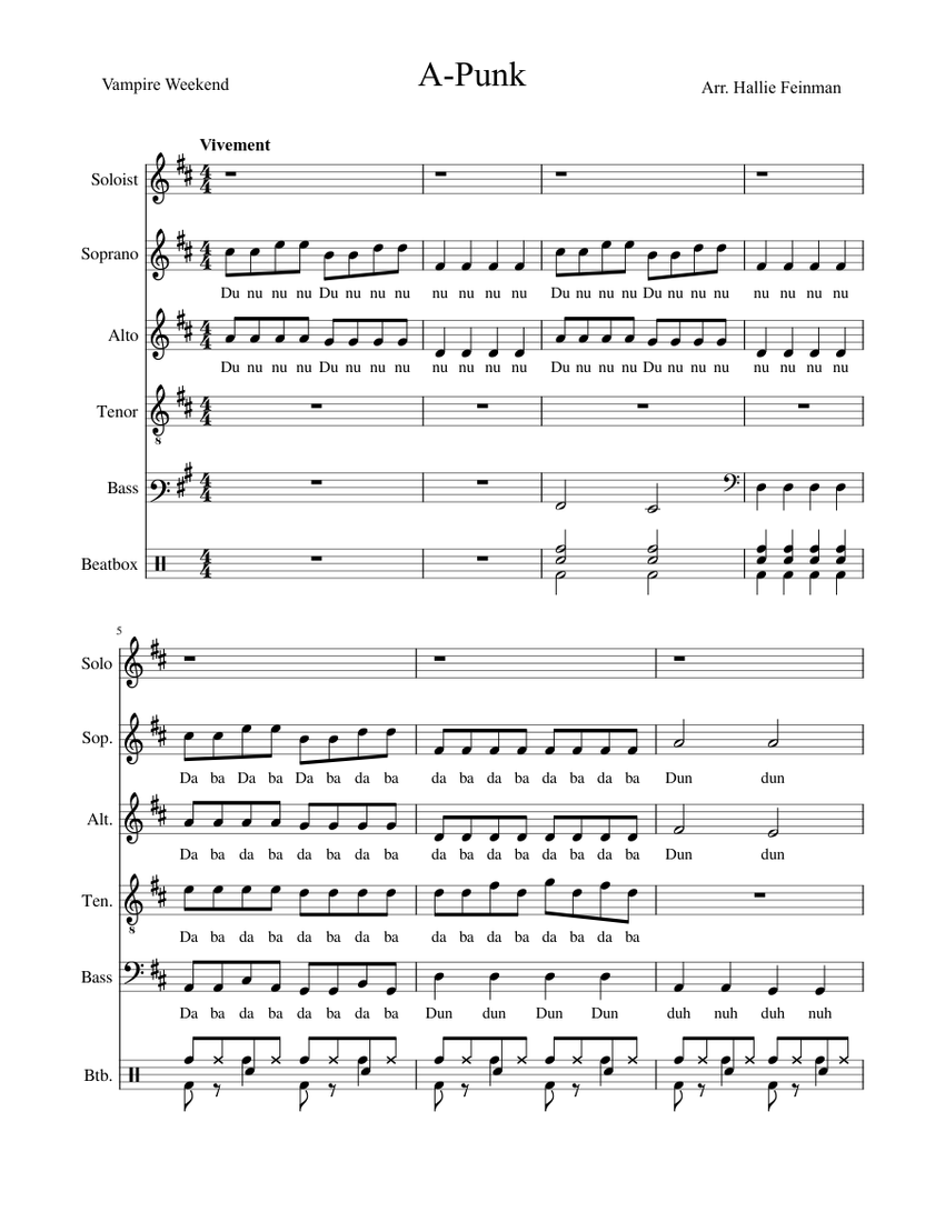 A-Punk Sheet music for Piano (Mixed Quintet) | Musescore.com