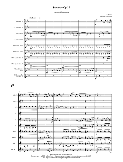 Dvorak: Serenade for Strings Op.22 Mvt. I - clarinet choir (dectet) (Arr. Ray Thompson) - Antonin Dvorak (Woodwind Ensemble)