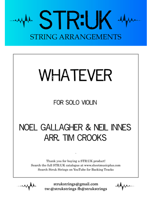 Whatever (Arr. Tim Crooks) - Oasis (Violin and Piano)