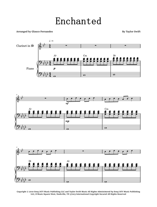 Enchanted (Arr. Glauco Fernandes) - Taylor Swift (Clarinet and Piano)