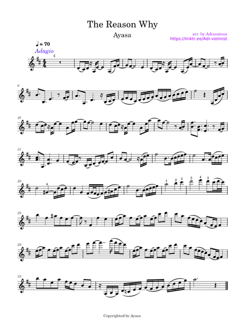 告白の夜 (The reason why) – Ayasa (violin short solo)