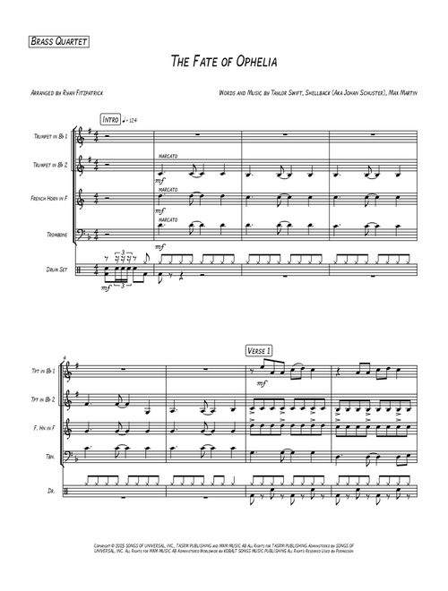 The Fate Of Ophelia (Arr. Ryan Fitzpatrick) - Taylor Swift (Brass Ensemble)