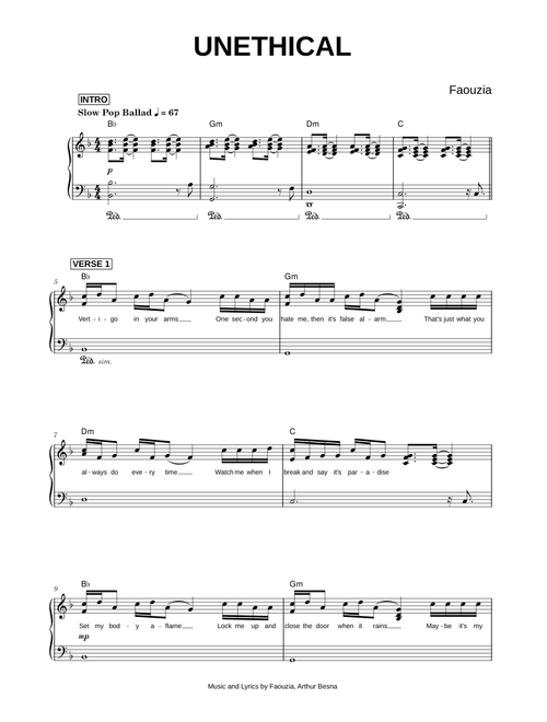 UNETHICAL - Faouzia (Piano)
