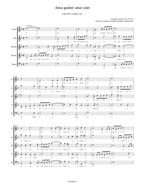 Alma guidott' amar colei - Girolamo Conversi