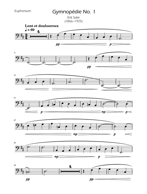 Gymnopedie No. 1 - Euphonium (Arr. Ygor Nunes) - Erik Satie (Euphonium Solo)