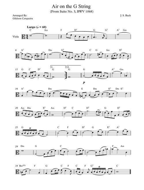 Air on the G String (Arr. Gildson Cerqueira) - Johann Sebastian Bach (Viola Solo)
