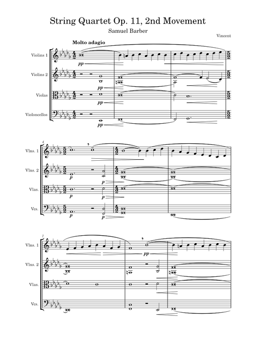 Samuel Barber - String Quartet in B Minor, Op. 11, 2nd Movement