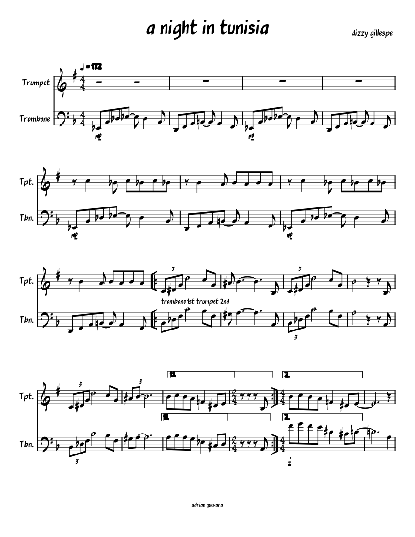 a_night_in_tunisia Sheet music for Trombone, Trumpet in b-flat (Brass ...