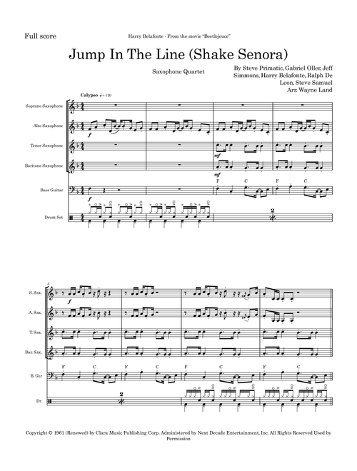 Jump In The Line (Arr. Wayne Land) - Harry Belafonte (Woodwind Ensemble)