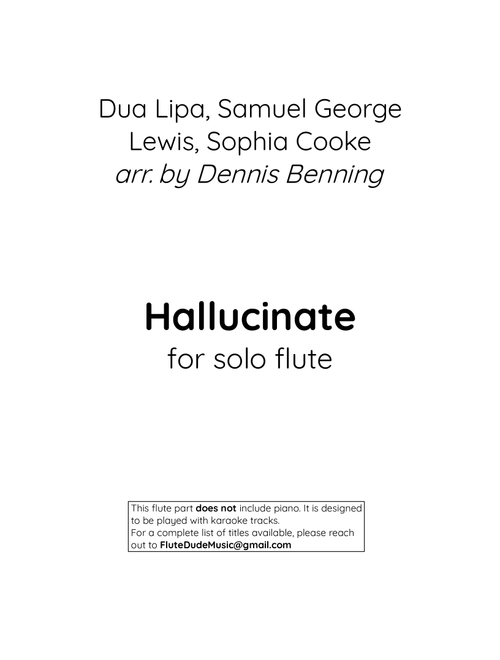Hallucinate (Arr. Dennis Benning) - Dua Lipa (Flute Solo)